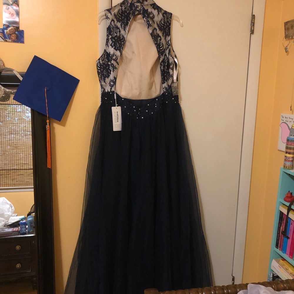 Navy formal dress.